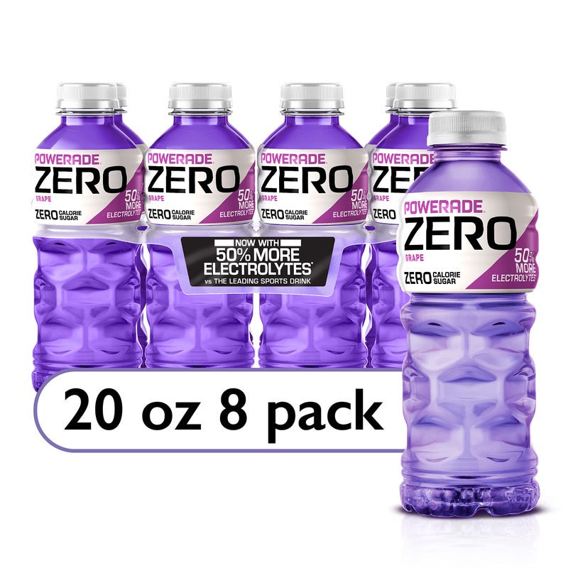 POWERADE Electrolyte Enhanced Zero Sugar Grape Sports Drink, 20 Ounce (Pack of 8) - Image 1